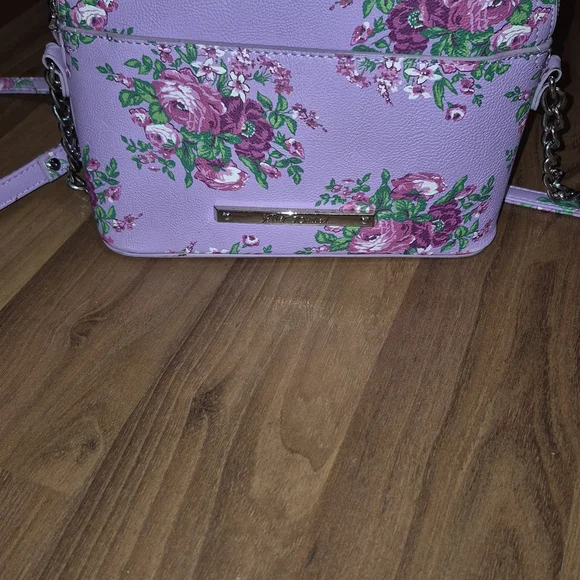 Betsey Johnson Purple and Green Crossbody Bag with Floral Design - Picture 2 of 3